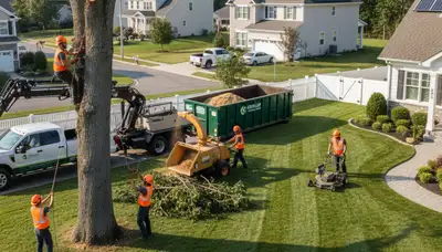 Professional lawn and tree service team maintaining healthy yard in Albany, GA