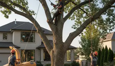 Certified arborist pruning oak tree in Albany, GA for Chop Chop Tree professional tree service