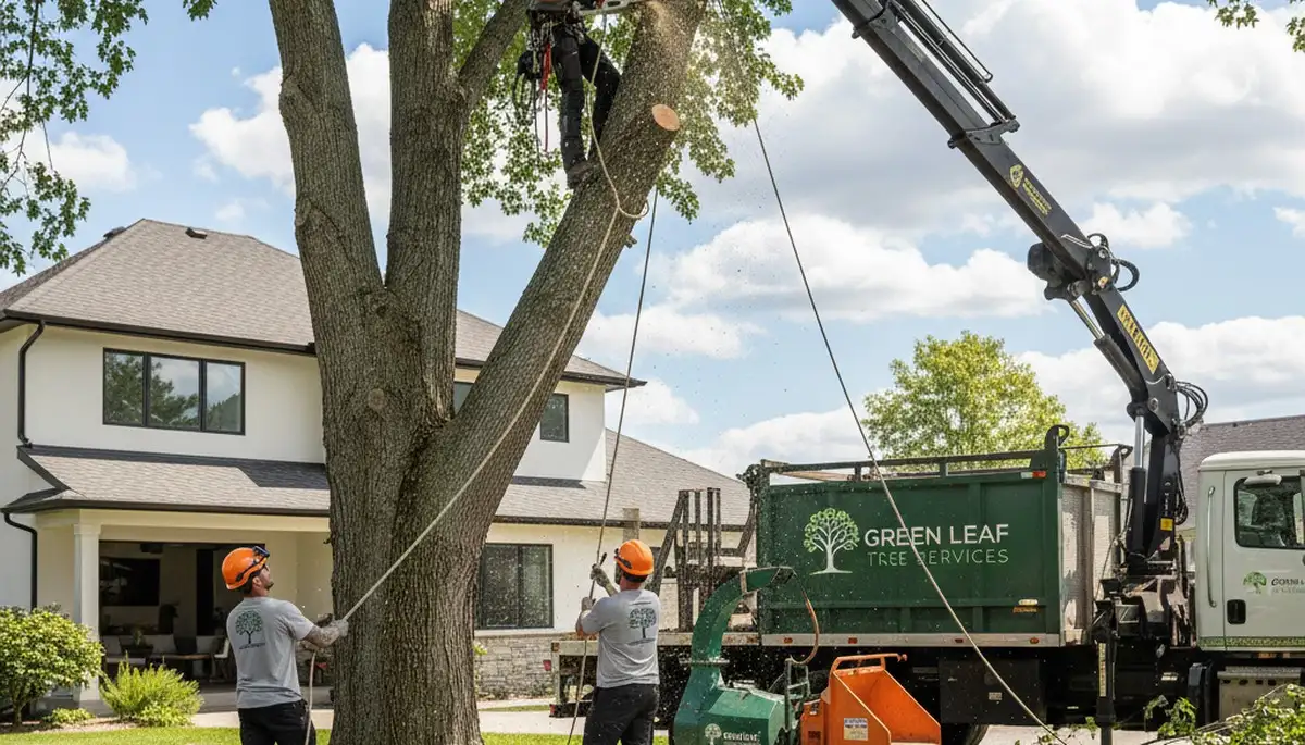 Professional tree removal service team at work in Albany, GA trimming branches safely