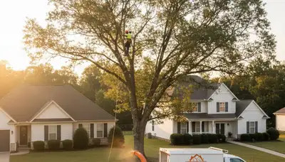 Professional tree removal service in Albany GA safely clearing large oak tree branches