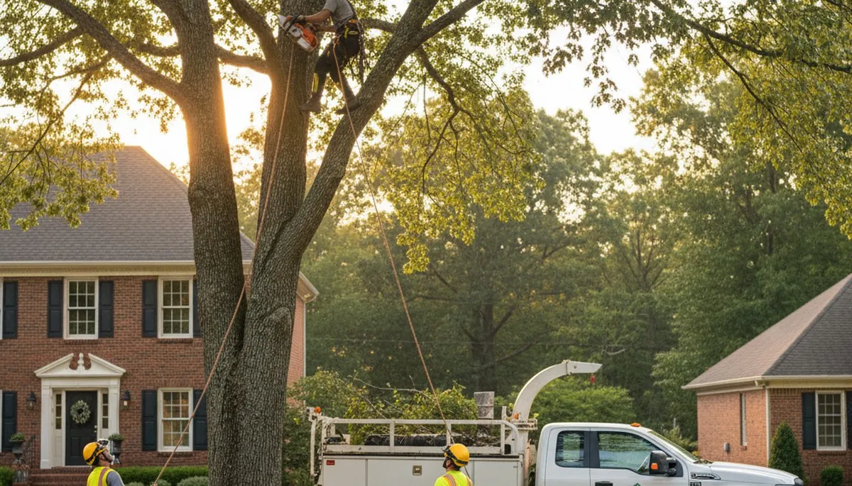 Professional tree removal service in Albany GA safely cutting and clearing large oak trees