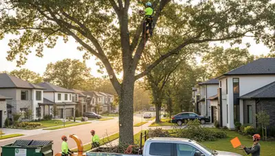 Arborist trimming oak tree branches in Albany, GA for Chop Chop Tree professional tree service