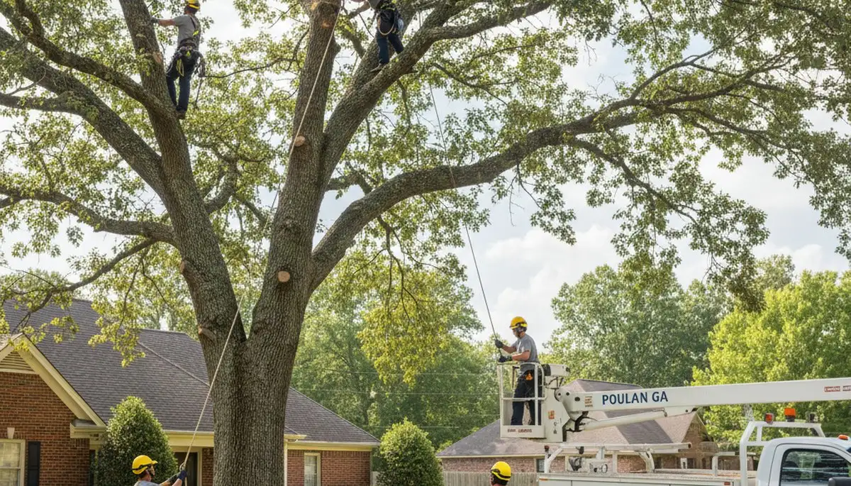 Professional tree removal service in Albany GA safely cutting and clearing large oak trees