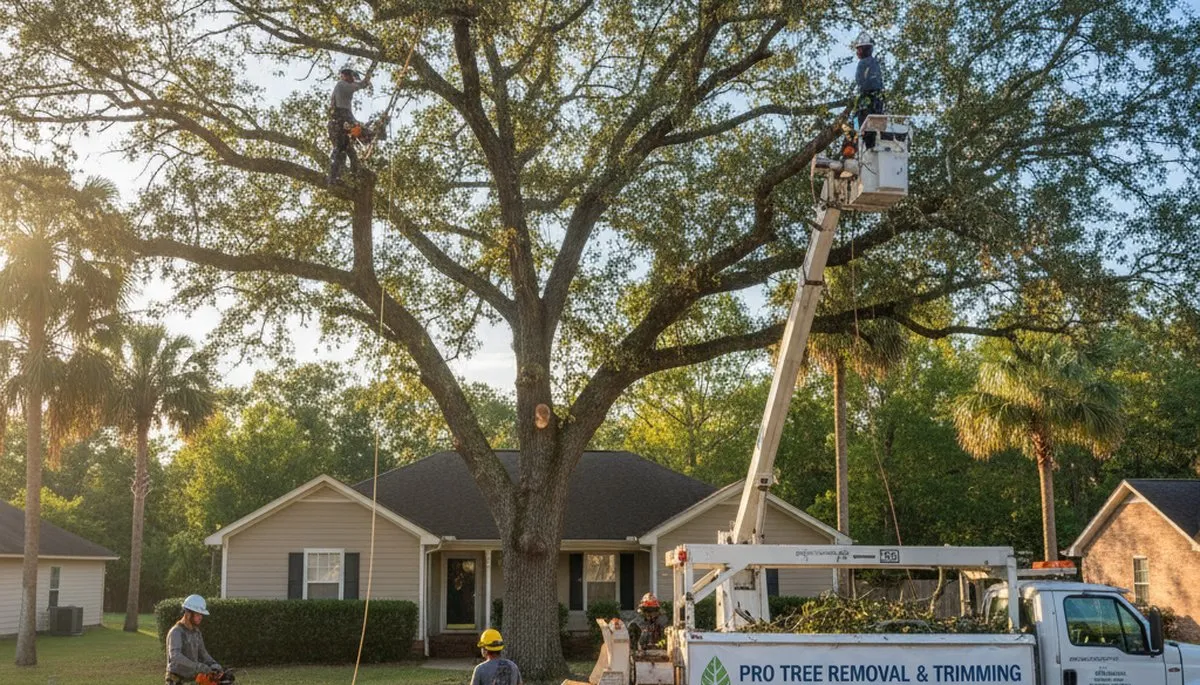 Professional tree removal service in Albany GA safely clearing large oak trees