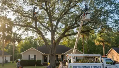 Professional tree removal service in Albany GA safely clearing large oak trees