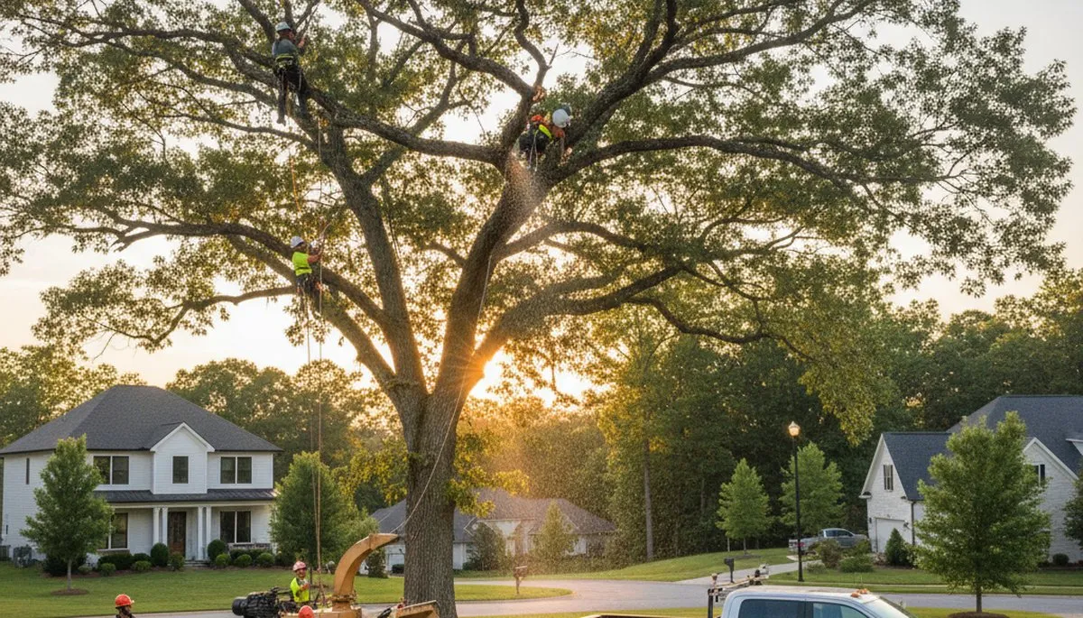 Professional tree removal service in Albany GA safely cutting down large oak trees